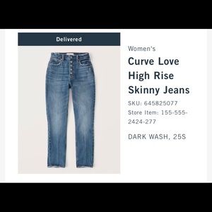 Abercrombie & Fitch CurveLove Skinny HighRise Jean